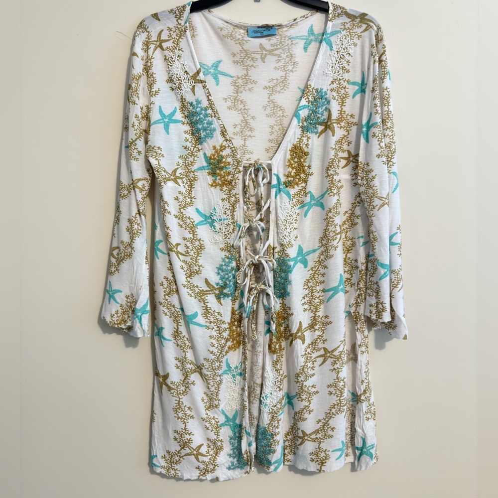 Letarte White and Gold Starfish Swim Coverup